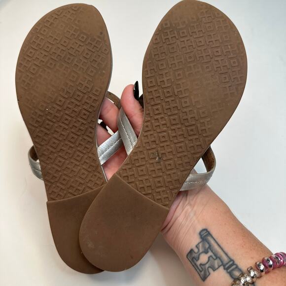 Tory Burch Silver Bling Studded Miller Sandals - Picture 5 of 6